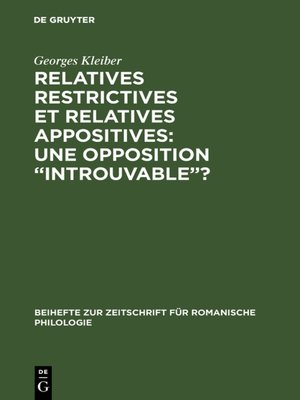 cover image of Relatives restrictives et relatives appositives
